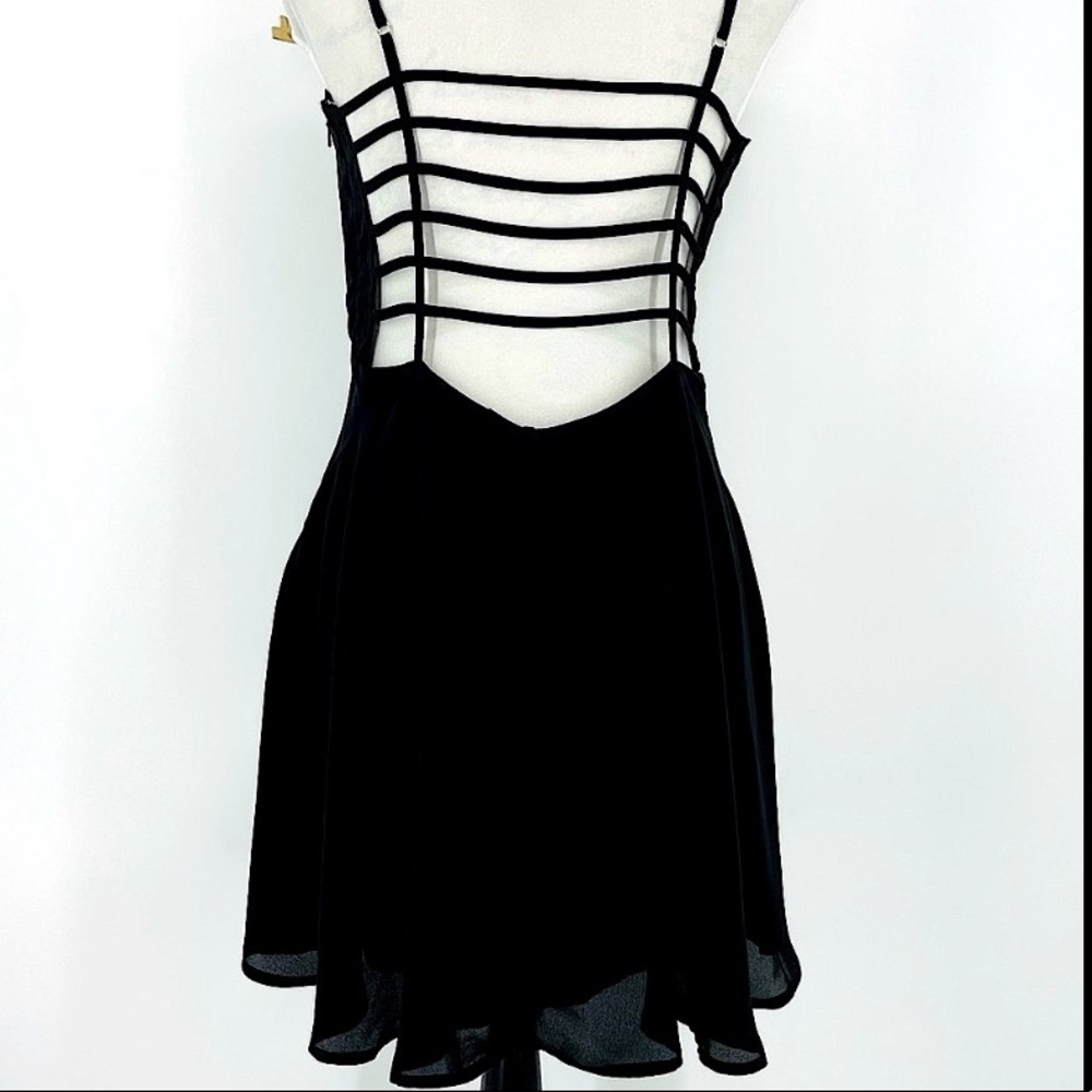 Black skater dress strappy open back super sexy L